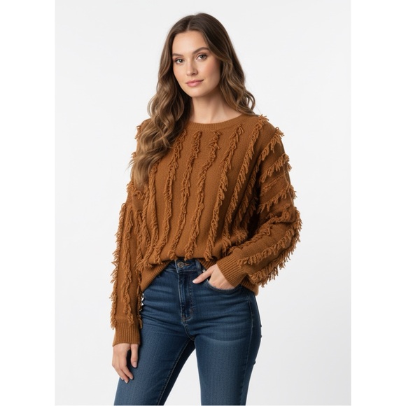 Lumiere Brown Fringe Sweater - Picture 2 of 8